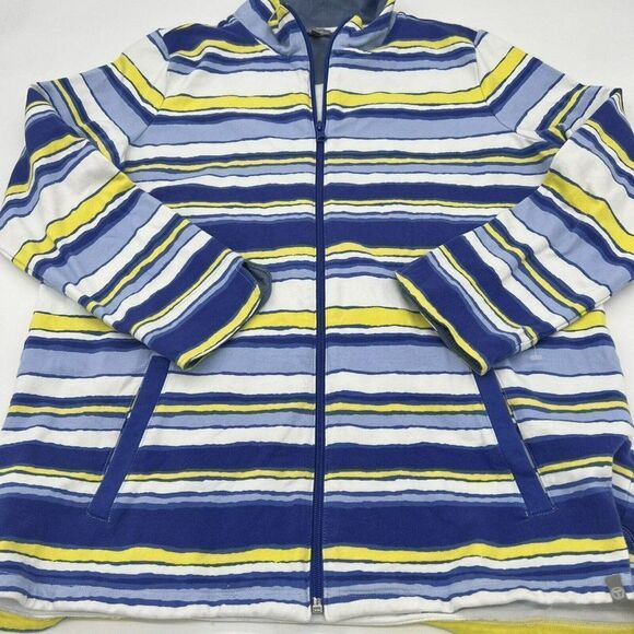 T By Talbots Striped Terry Full Zip Up Plus Size Jacket X - Picture 1 of 4